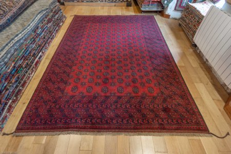 Hand-Knotted Aqcha Rug From Afghanistan