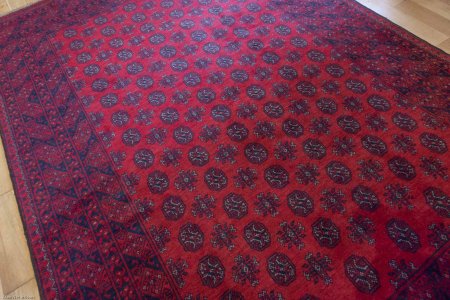 Hand-Knotted Aqcha Rug From Afghanistan
