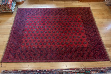 Hand-Knotted Aqcha Rug From Afghanistan