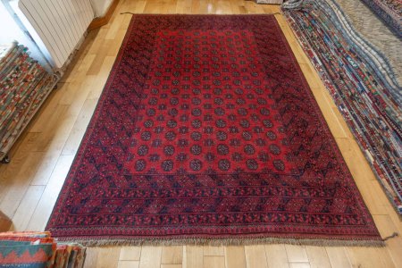 Hand-Knotted Aqcha Rug From Afghanistan