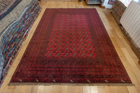 Hand-Knotted Aqcha Rug From Afghanistan