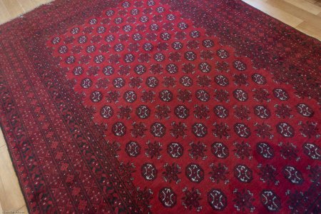 Hand-Knotted Aqcha Rug From Afghanistan