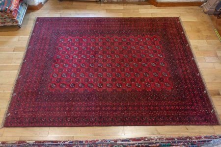 Hand-Knotted Aqcha Rug From Afghanistan