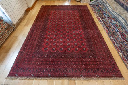 Hand-Knotted Aqcha Rug From Afghanistan
