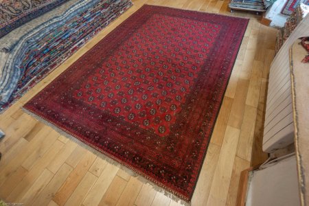 Hand-Knotted Aqcha Rug From Afghanistan