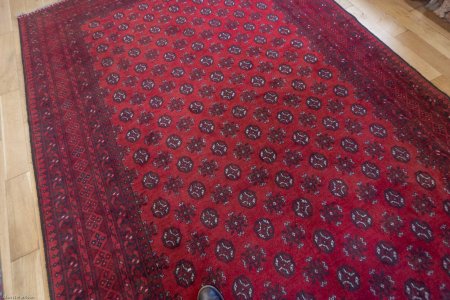 Hand-Knotted Aqcha Rug From Afghanistan