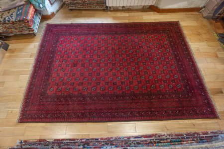 Hand-Knotted Aqcha Rug From Afghanistan