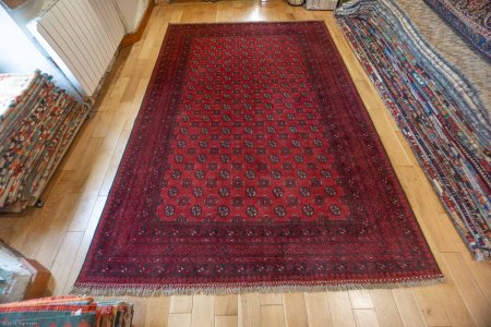 Hand-Knotted Aqcha Rug From Afghanistan