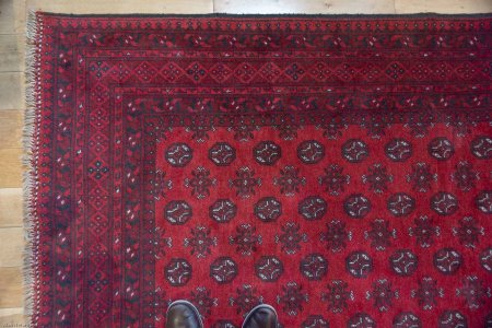 Hand-Knotted Aqcha Rug From Afghanistan