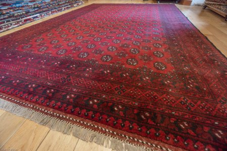 Hand-Knotted Aqcha Rug From Afghanistan