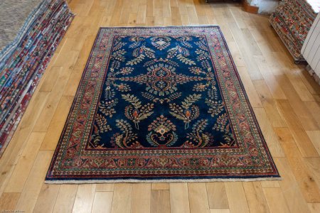 Hand-Knotted Indo Sarouq Rug From India