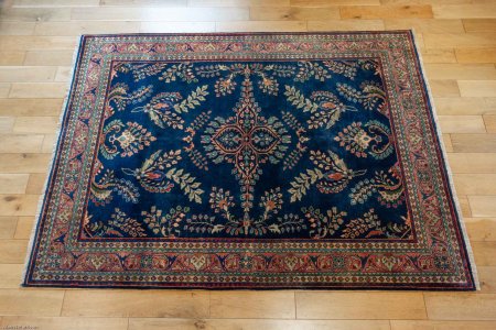 Hand-Knotted Indo Sarouq Rug From India
