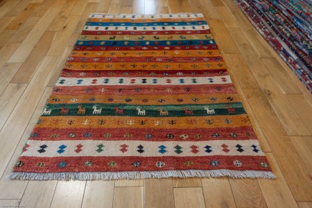 Hand-Knotted Gabbeh Rug From Iran (Persian)