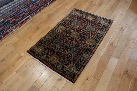 Hand-Knotted Mashad Palace Rug From India