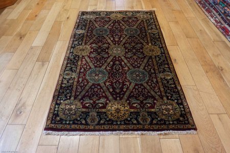 Hand-Knotted Mashad Palace Rug From India