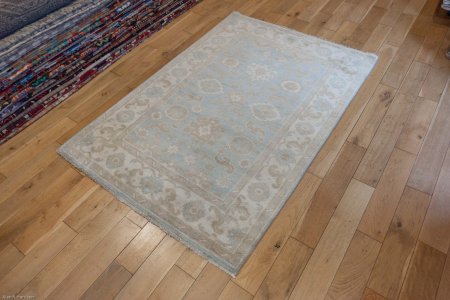 Hand-Knotted Oushak Rug From India