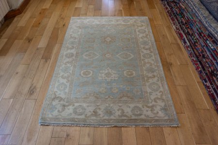 Hand-Knotted Oushak Rug From India