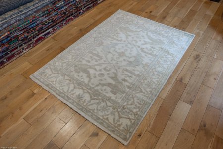 Hand-Knotted Oushak Rug From India