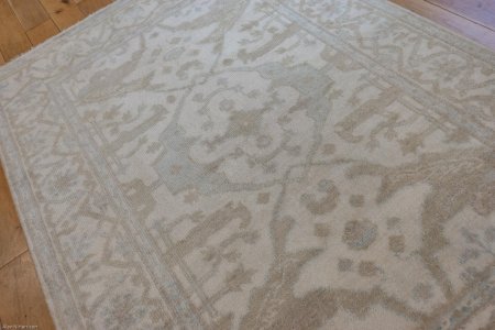 Hand-Knotted Oushak Rug From India