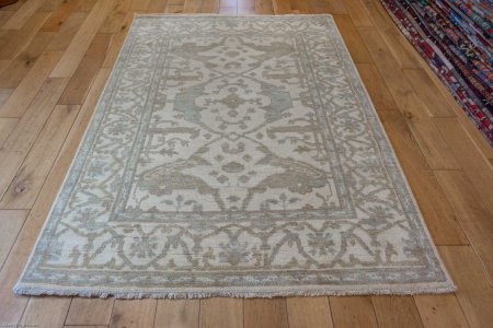 Hand-Knotted Oushak Rug From India