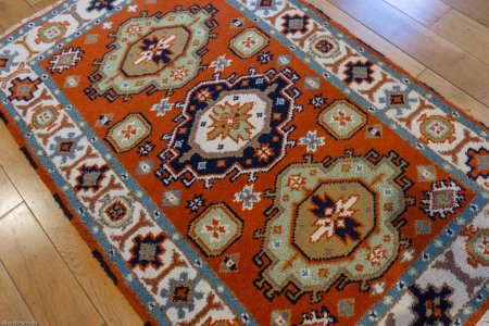 Hand-Knotted Indo Kazak Rug From India