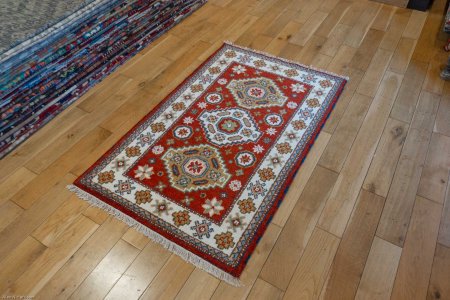 Hand-Knotted Indo Kazak Rug From India
