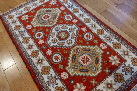 Hand-Knotted Indo Kazak Rug From India