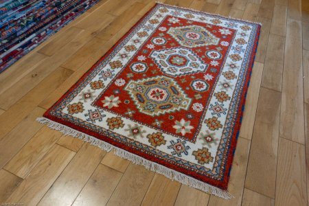 Hand-Knotted Indo Kazak Rug From India