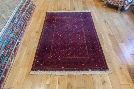 Hand-Knotted Kundoz Rug From Afghanistan