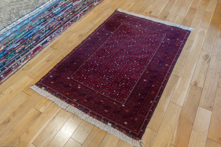 Hand-Knotted Kundoz Rug From Afghanistan