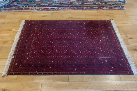 Hand-Knotted Kundoz Rug From Afghanistan