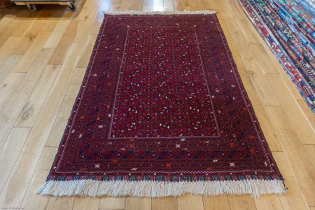 Hand-Knotted Kundoz Rug From Afghanistan