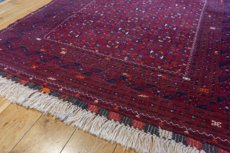 Hand-Knotted Kundoz Rug From Afghanistan