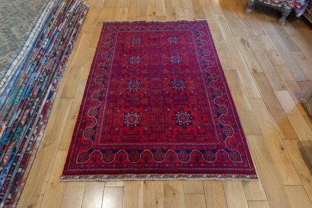 Hand-Knotted Kundoz Rug From Afghanistan
