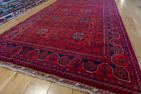 Hand-Knotted Kundoz Rug From Afghanistan