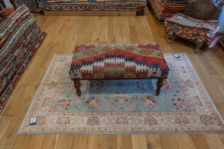 Hand-Made Anatolian Kilim Stool From Turkey