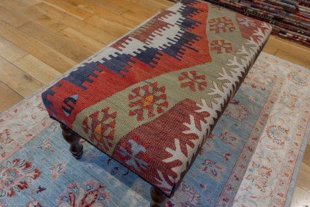 Hand-Made Anatolian Kilim Stool From Turkey