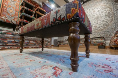 Hand-Made Anatolian Kilim Stool From Turkey
