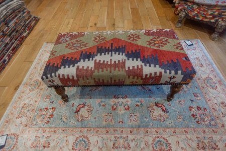 Hand-Made Anatolian Kilim Stool From Turkey