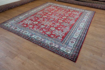 Hand-Knotted Kazak Rug From Afghanistan