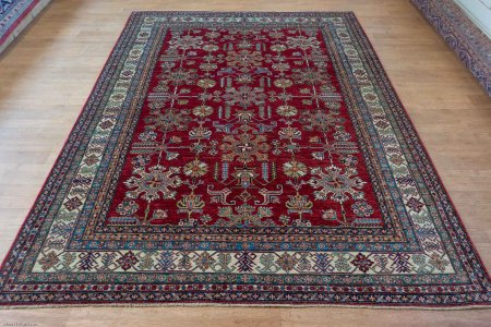 Hand-Knotted Kazak Rug From Afghanistan