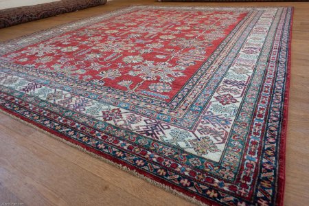 Hand-Knotted Kazak Rug From Afghanistan