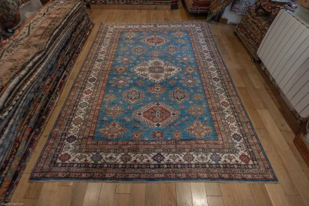 Hand-Knotted Kazak Rug From Afghanistan