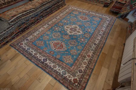 Hand-Knotted Kazak Rug From Afghanistan