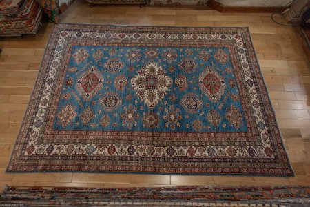Hand-Knotted Kazak Rug From Afghanistan