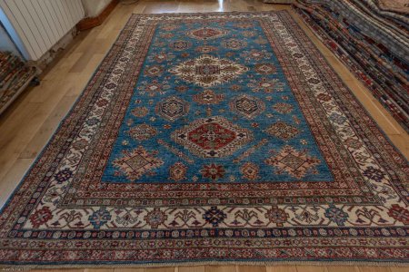 Hand-Knotted Kazak Rug From Afghanistan