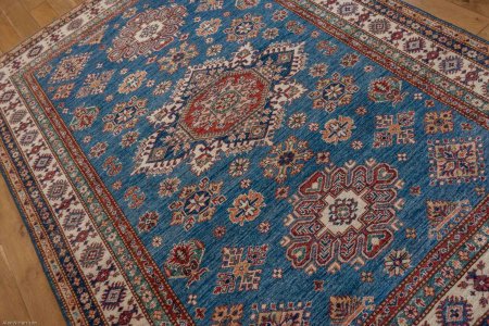 Hand-Knotted Kazak Rug From Afghanistan