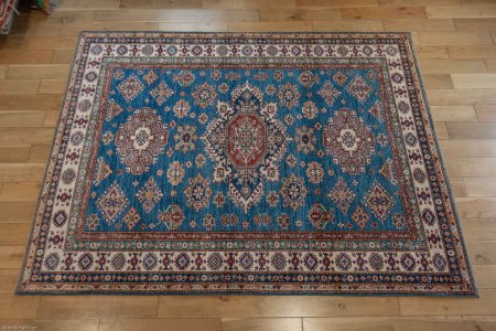 Hand-Knotted Kazak Rug From Afghanistan