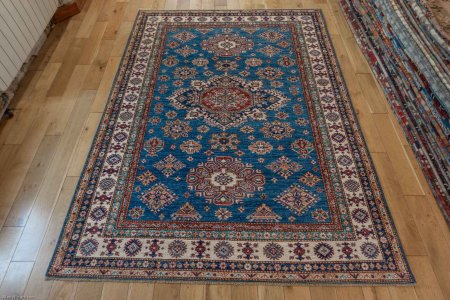 Hand-Knotted Kazak Rug From Afghanistan