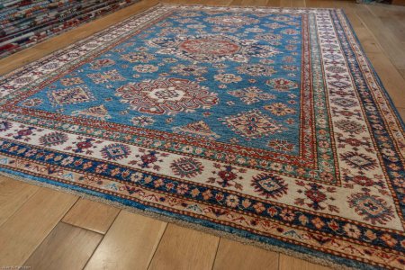 Hand-Knotted Kazak Rug From Afghanistan